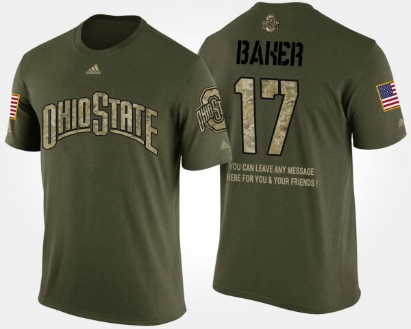 Ohio State Buckeyes Jerome Baker Men's #17 With Message Military Short Sleeve Camo College Football T-Shirt 2404YJMU8